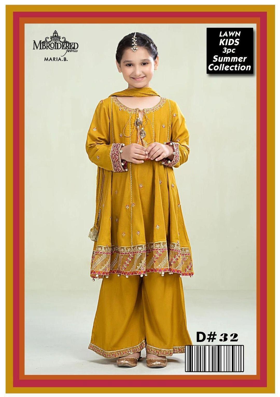 Stylish Mustard Girl's Embroidered Lawn Suit - 3 Pcs Set