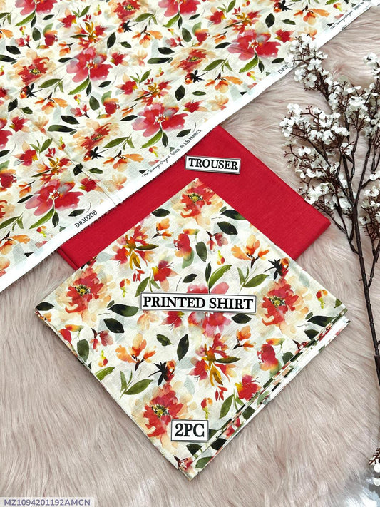2 Pcs Women's Unstitched Digital Print Suit